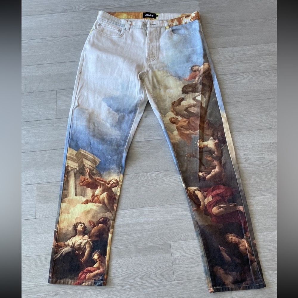 PALACE Artistic Print Skinny Jeans - Blue and Brown